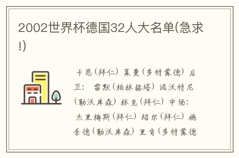 2002世界杯德国32人大名单(急求!)