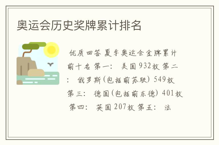 奥运会历史奖牌累计排名