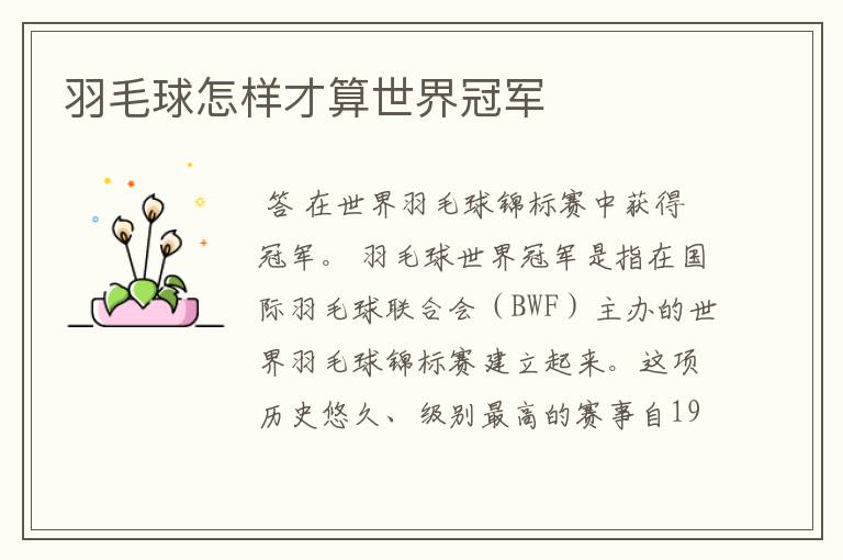 羽毛球怎样才算世界冠军