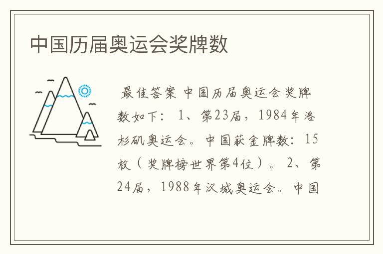 中国历届奥运会奖牌数