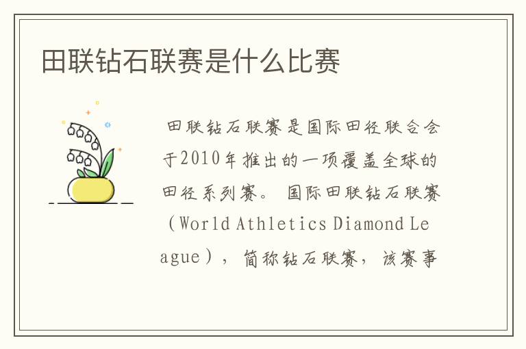 田联钻石联赛是什么比赛