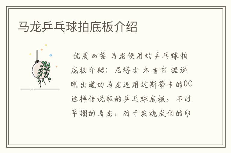 马龙乒乓球拍底板介绍