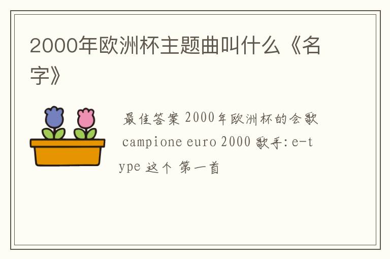 2000年欧洲杯主题曲叫什么《名字》