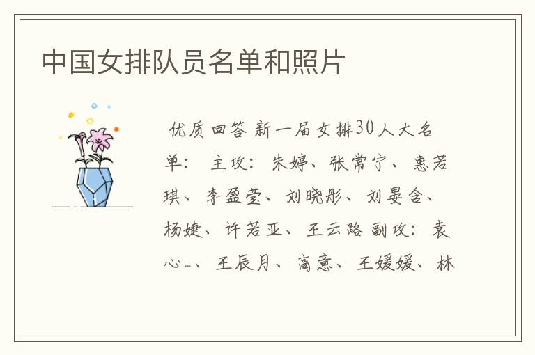 中国女排队员名单和照片