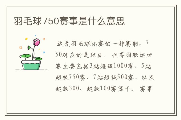 羽毛球750赛事是什么意思