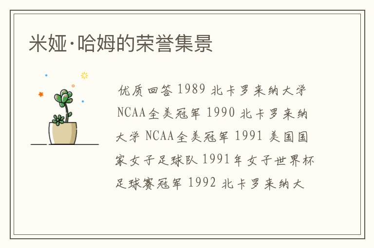 米娅·哈姆的荣誉集景