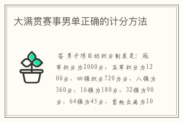大满贯赛事男单正确的计分方法