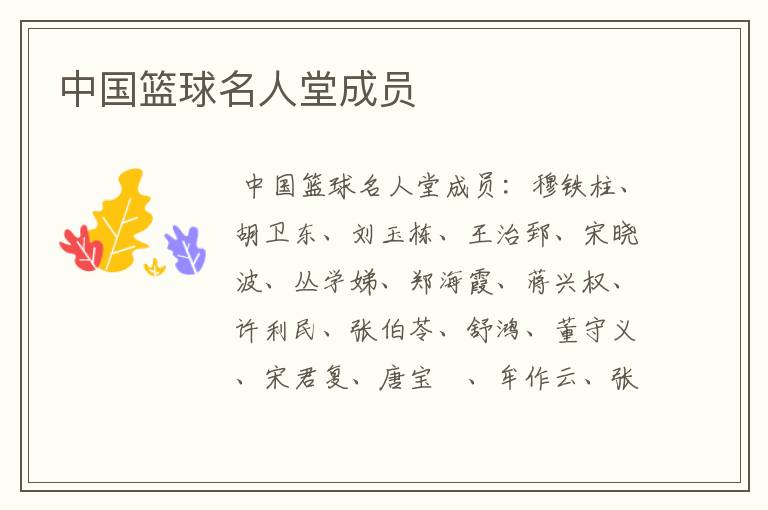 中国篮球名人堂成员