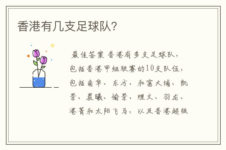 香港有几支足球队?