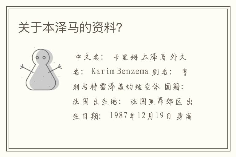 关于本泽马的资料?