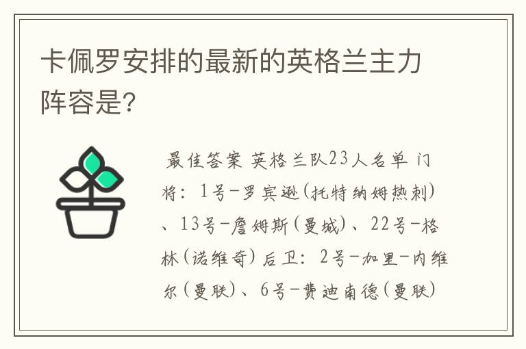 卡佩罗安排的最新的英格兰主力阵容是?