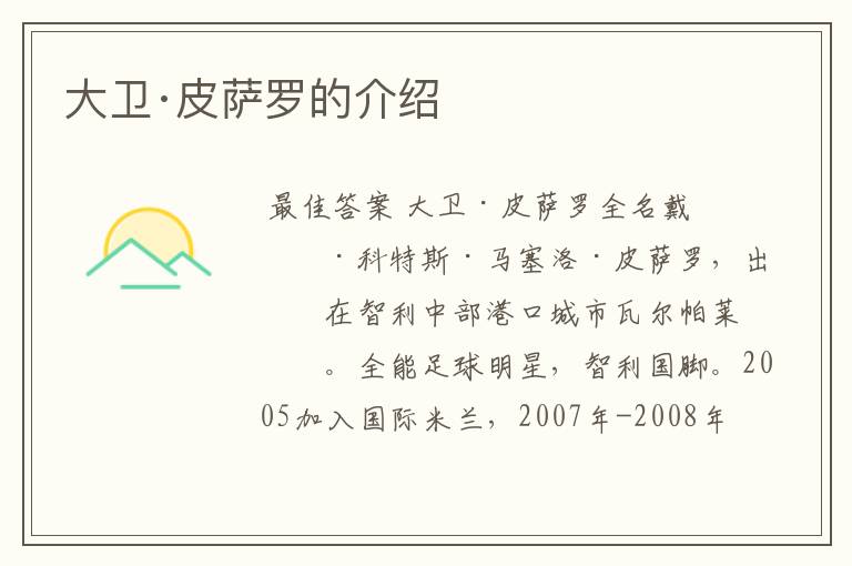 大卫·皮萨罗的介绍