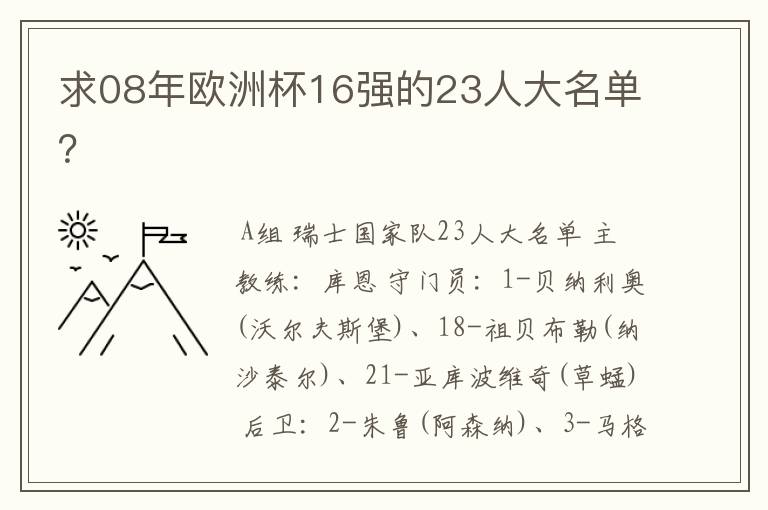 求08年欧洲杯16强的23人大名单?