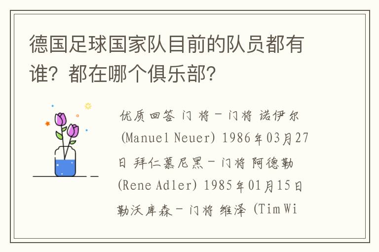 德国足球国家队目前的队员都有谁?都在哪个俱乐部?