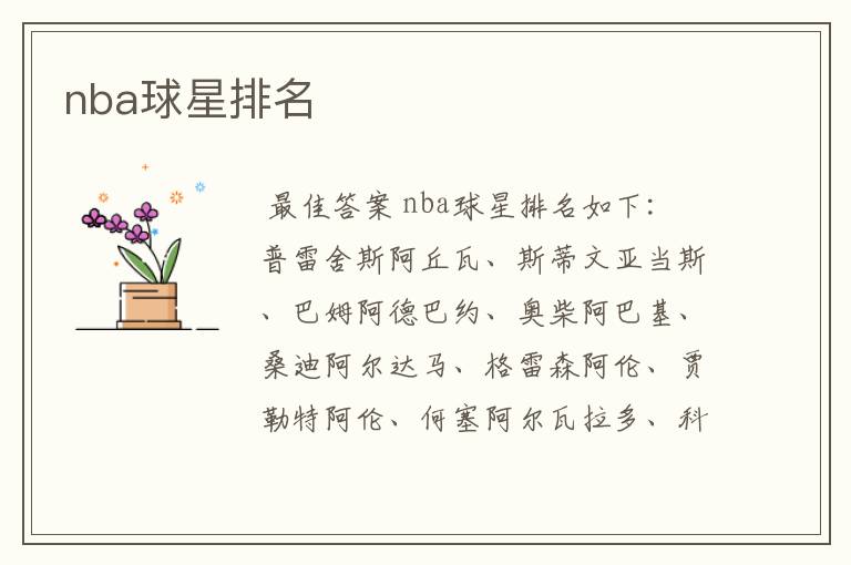 nba球星排名