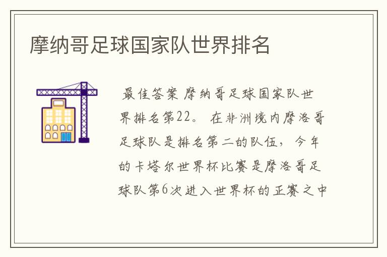 摩纳哥足球国家队世界排名