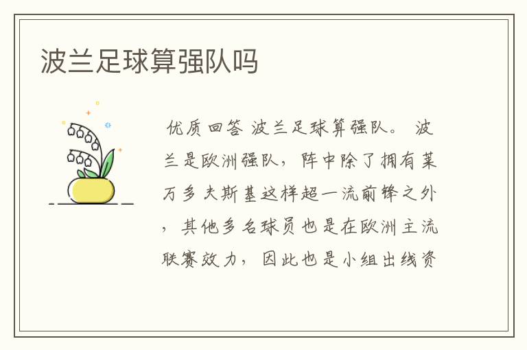波兰足球算强队吗