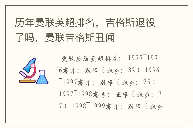 历年曼联英超排名,吉格斯退役了吗,曼联吉格斯丑闻