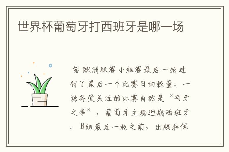 世界杯葡萄牙打西班牙是哪一场