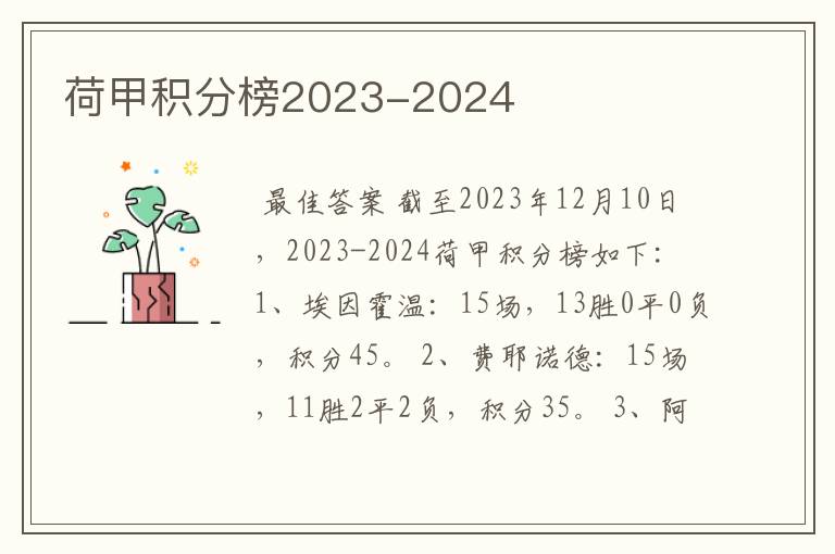 荷甲积分榜2023-2024