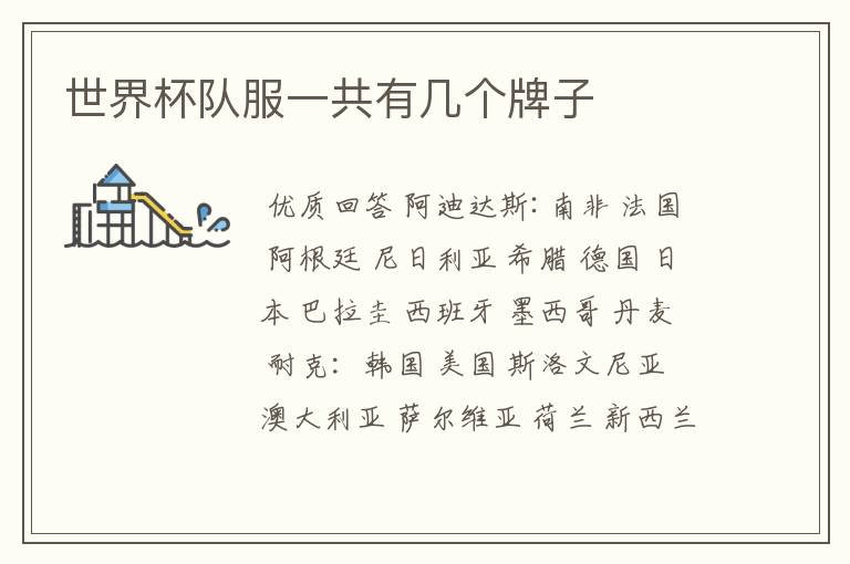 世界杯队服一共有几个牌子