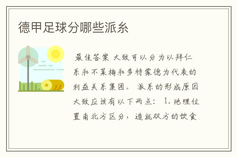 德甲足球分哪些派糸