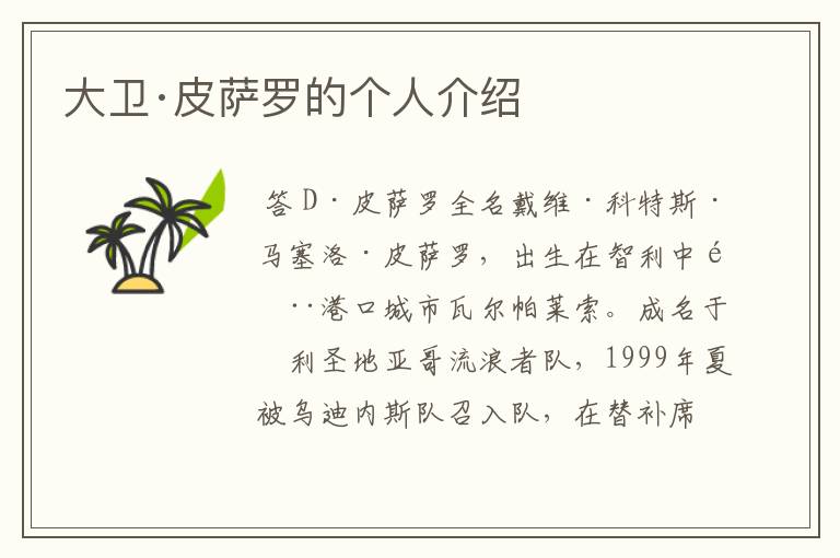 大卫·皮萨罗的个人介绍