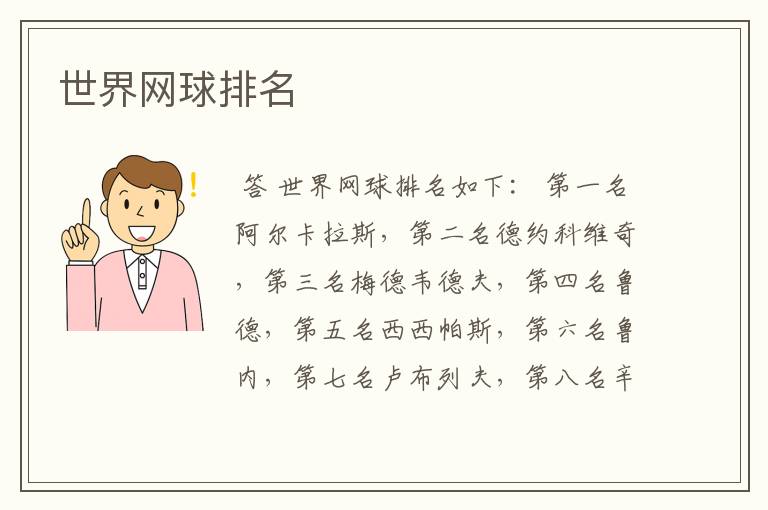 世界网球排名