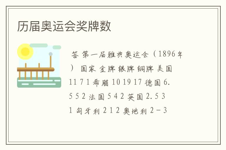 历届奥运会奖牌数