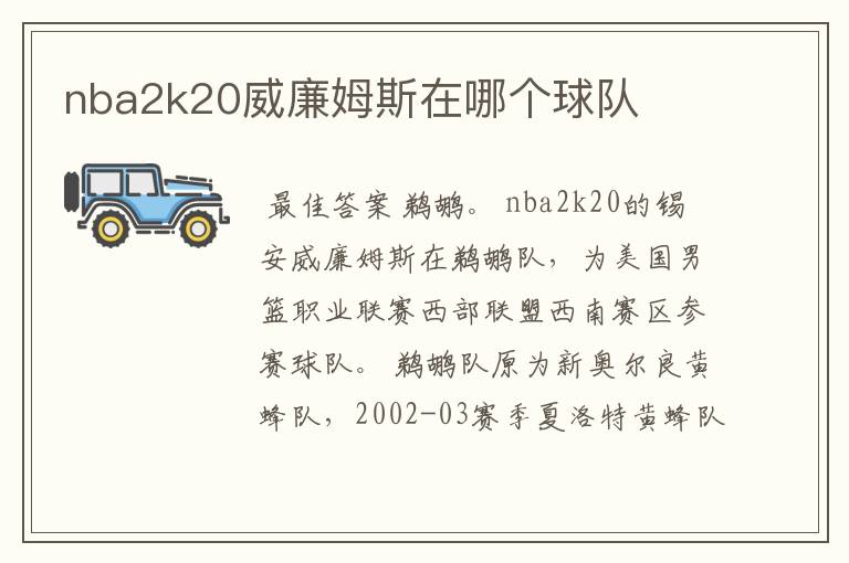 nba2k20威廉姆斯在哪个球队