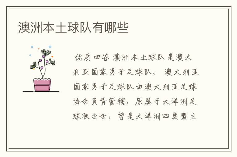 澳洲本土球队有哪些