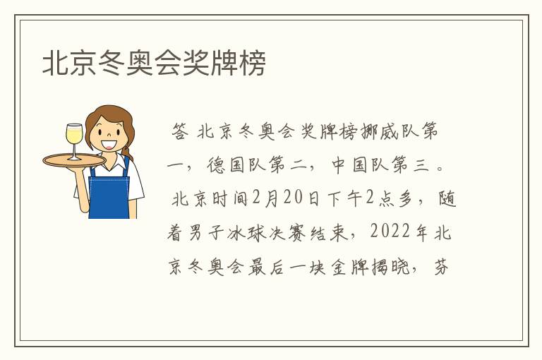 北京冬奥会奖牌榜