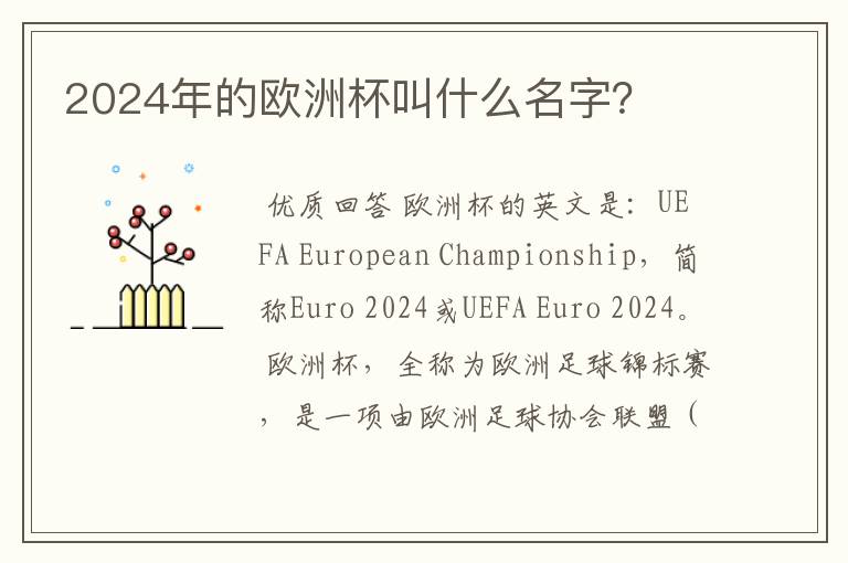 2024年的欧洲杯叫什么名字？