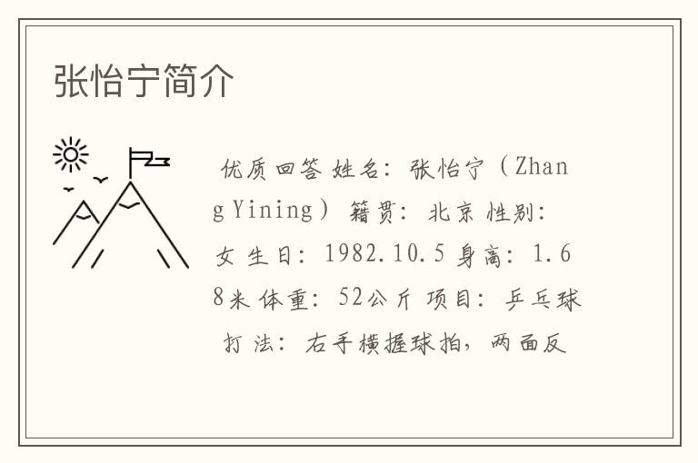 张怡宁简介