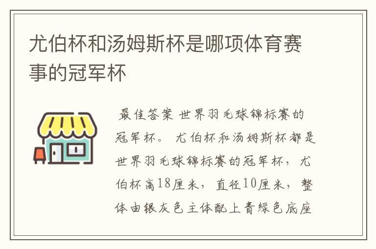 尤伯杯和汤姆斯杯是哪项体育赛事的冠军杯