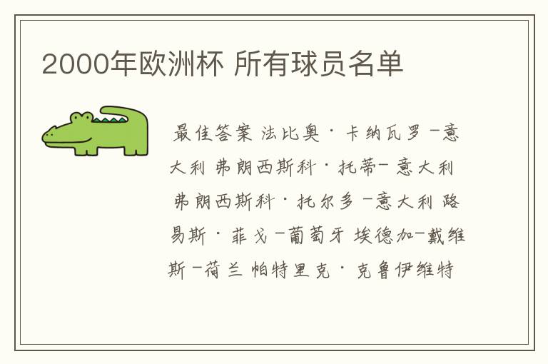 2000年欧洲杯 所有球员名单