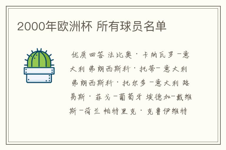 2000年欧洲杯 所有球员名单
