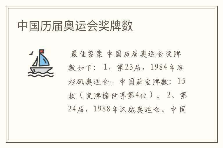 中国历届奥运会奖牌数
