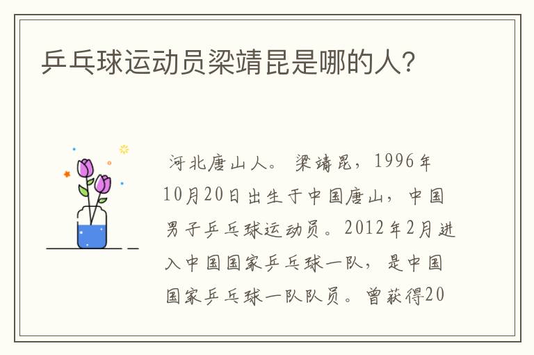 乒乓球运动员梁靖昆是哪的人?