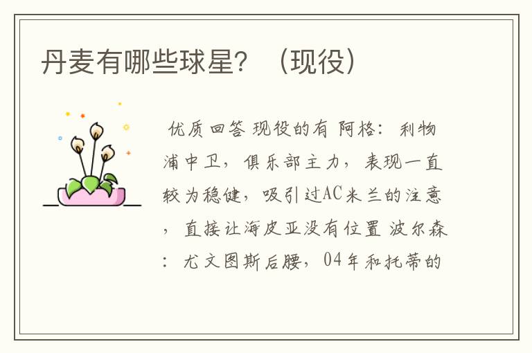 丹麦有哪些球星?(现役)