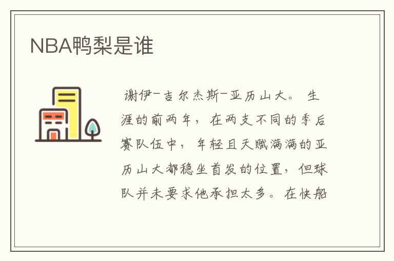 NBA鸭梨是谁