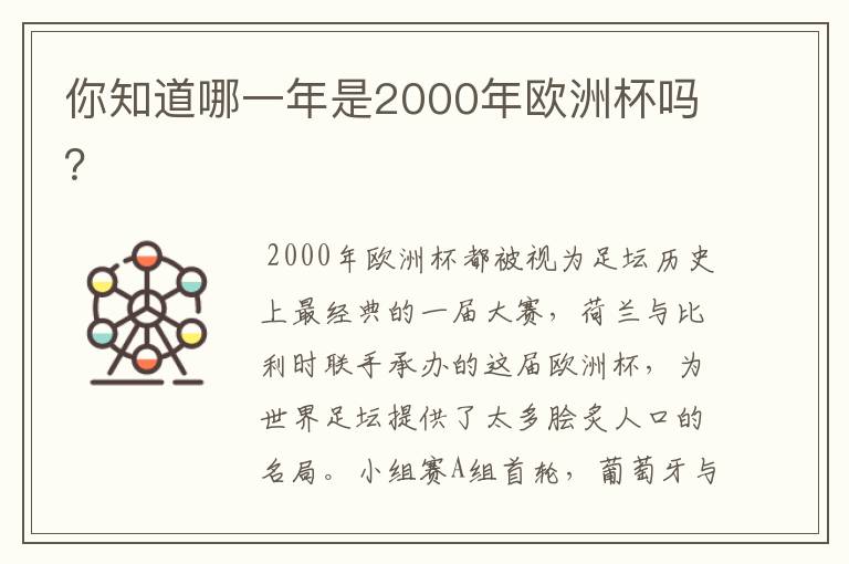 你知道哪一年是2000年欧洲杯吗?