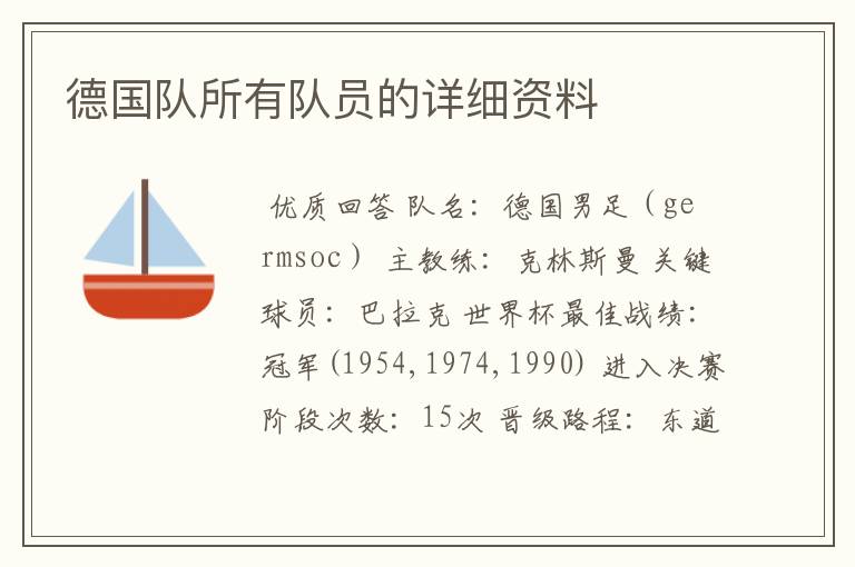 德国队所有队员的详细资料