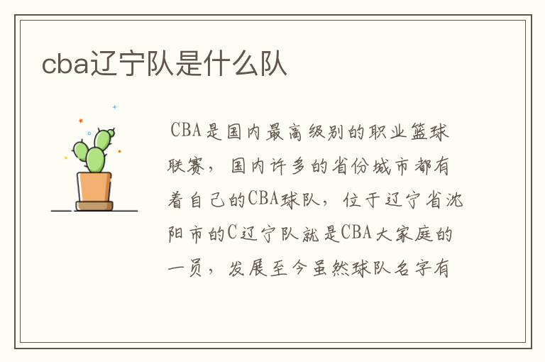 cba辽宁队是什么队
