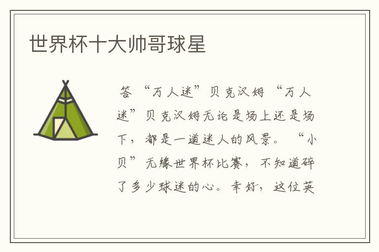 世界杯十大帅哥球星