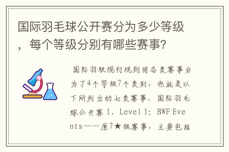 国际羽毛球公开赛分为多少等级,每个等级分别有哪些赛事?