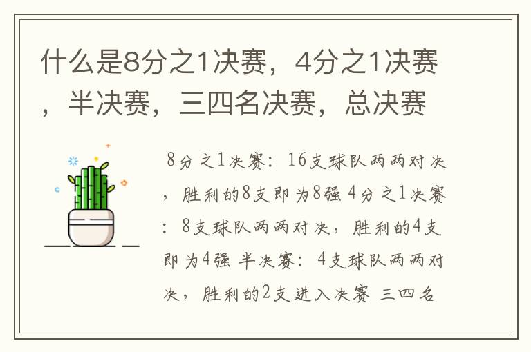 什么是8分之1决赛,4分之1决赛,半决赛,三四名决赛,总决赛