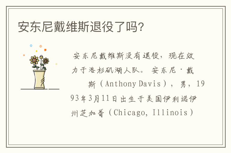 安东尼戴维斯退役了吗?