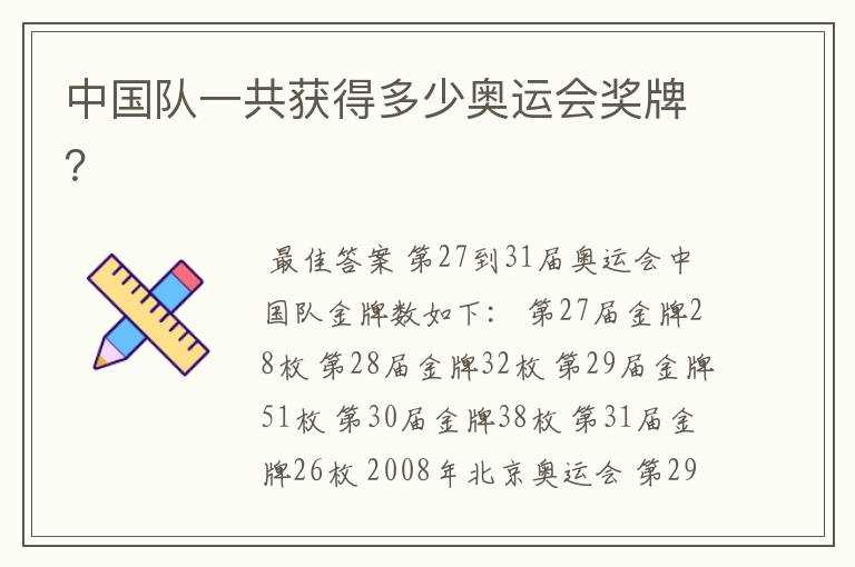 中国队一共获得多少奥运会奖牌?