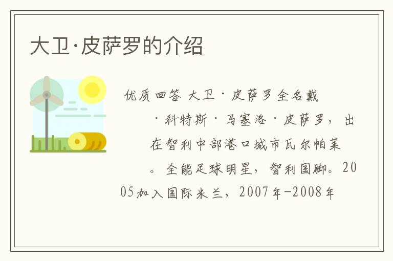 大卫·皮萨罗的介绍